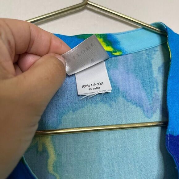 Natori MuuMuu Dress Medium Blue Tropical Maxi Long Double Slit Sleeveless Caftan - Picture 3 of 8